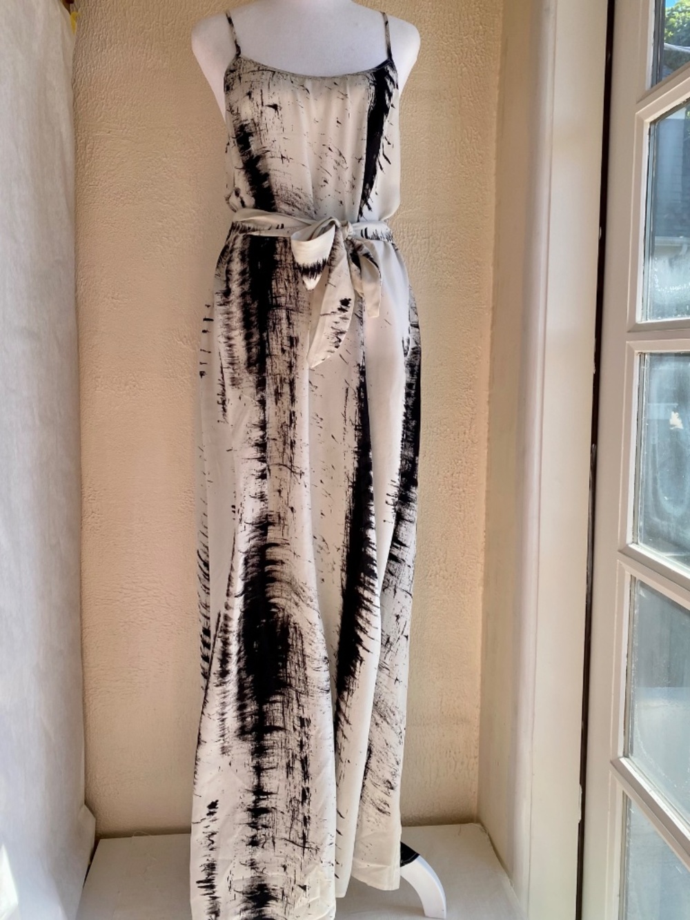 NWOT Sass & Bide black and white silk maxi slip dress Size 4